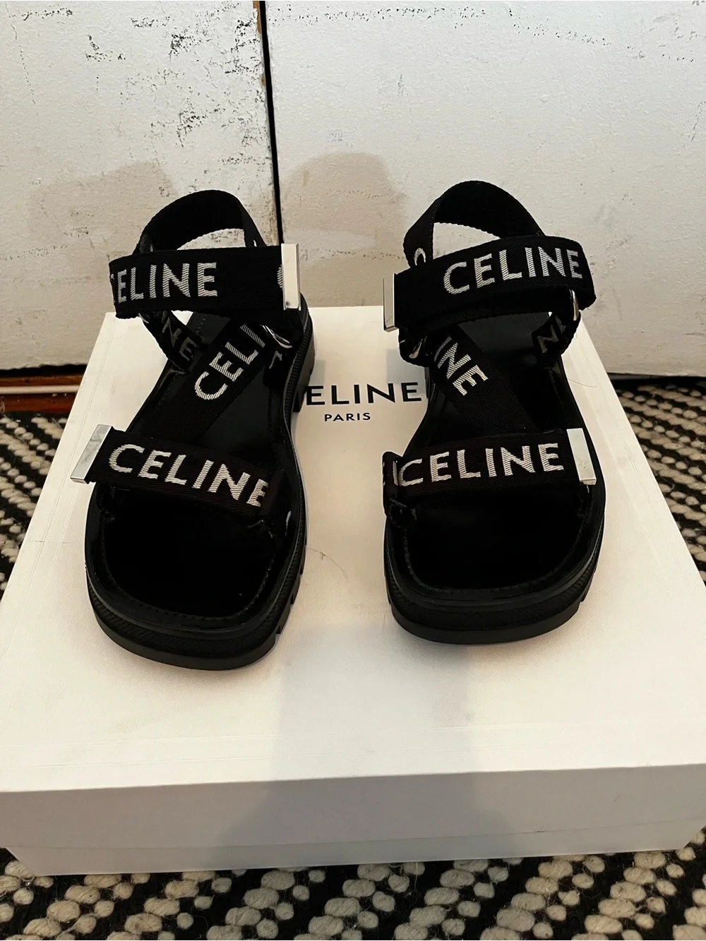 Celine Black Strappy Sandals